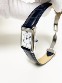 Must de Cartier Tank Quartz White Roman Dial Zilver - Deployant 2416