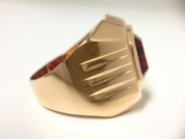 14 K Rosé Gouden Heren Ring ca 5.0 ct Facet Geslepen Robijn - 9,3 g