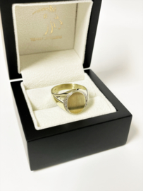 14 K Gouden Cachet Ring Heren 0.02 crt Briljant Geslepen Diamant