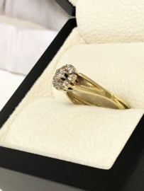14 K Antiek Gouden Rozet Ring 0.30 crt Briljantgeslepen Diamant G/IF
