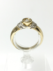 14 K Bicolor Gouden Solitair Ring 0.33 crt Diamant