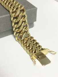 Brede 14 K Gouden Schakel Armband - 19 cm / 25,89 gram