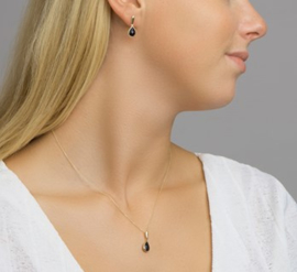 14 K Gouden Oorhangers Facetgeslepen Onyx