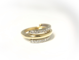 18 K Gouden 3-Band Ring (verstelbaar) 0.35 crt Diamant H / VS1