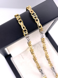 14 Karaat Bicolor Gouden Schakelketting 50 cm