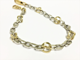 14 K Bicolor Gouden Fantasie Anker Schakel Armband - 21 cm / 13,95 g