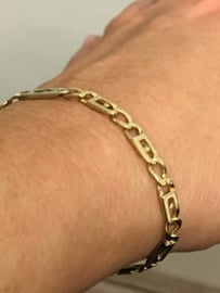 14 K Bicolor Gouden Konings Armband Spekken - 19 cm / 7,75 g