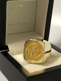 Grove Heren Ring Met Gouden Munt - 10 Coronas 1912 / 14,65 g