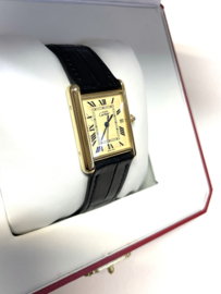 Must de Cartier Tank Large Date Ivory Roman Dial Quartz 2413 Incl Cartier Garantie
