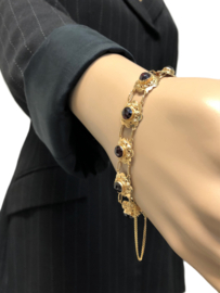 14 K Gouden Granaten Armband Roos Geslepen Pyroop - 17,5 cm