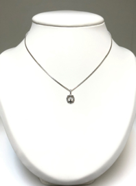 14 K Witgouden Venetiaans Collier Met Diamant Hanger 0.03 ct