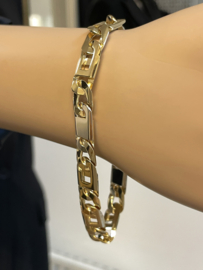 18 Karaat Bicolor Gouden Rolex Schakel Armband - 22 cm / 36,6 g / 9.5 mm
