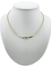 Le Chic Gouden Vossenstaart Collier Bicolor Hanger 0.10 ct Briljant Geslepen Diamant G/VVS