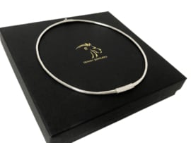 18 Karaat Witgouden Collier / Spang 0.22 ct Briljant Geslepen Diamant G-VVS