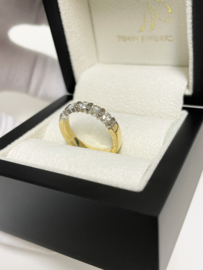 18 K Massief Bicolor Gouden Rijring 0.75 ct Briljant Geslepen Diamant - G / VVS1