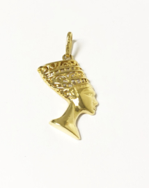 14 K Gouden Ketting Hanger - Nefertiti / Egypte / Grote Koninklijke Vrouwe