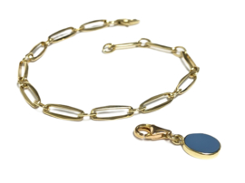 Gouden Closed Forever Schakel Armband Met Hanger Blauwlagen - 19,5 cm / 7,75 g