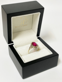 Handvervaardigd 14 K Antiek Gouden Ring Victoriaanse Stijl ca 3 crt Robijn