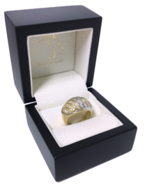 14 K Bicolor Gouden Bolle Bandring Heldere Briljant Geslepen Zirkonia