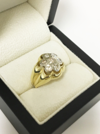 Grove 14 K Bicolor Gouden Rozet Ring ca 1 crt Diamant - 12,3 g