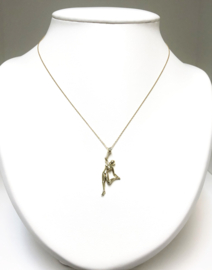 Handvervaardigd Gouden Collier Hanger Ballerina 0.02 ct Diamant