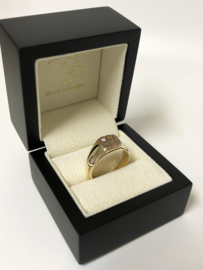 14 K Tricolor Gouden Heren Ring Briljantgeslepen Zirkonia