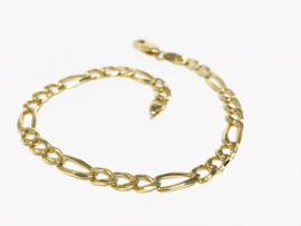 14 K Massief Gouden Figaro Schakel Armband - 23 cm / 11 g