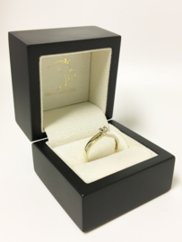 14 K Bicolor Gouden Solitair Ring Briljantgeslepen Heldere Zirkonia