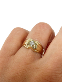 Massief Gouden Heren Pink Ring 0.20 ct Briljant Geslepen Diamant F / VS2