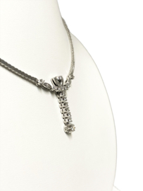 Gewalst Gematteerd Witgouden Gourmet Collier 0.70 Briljant Geslepen Diamant