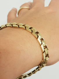 14 K Gouden Fantasie Schakel Armband - 19 cm / 14,05 g