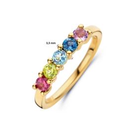 Gouden Rijring  Natuurlijke Kleurrijke Edelstenen Peridot Topaas Rhodoliet Peridot Amethyst