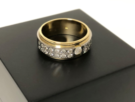 Zware 18 K Bicolor Gouden Heren Ring 1.0 Crt Briljantgeslepen Diamant F/VVS1
