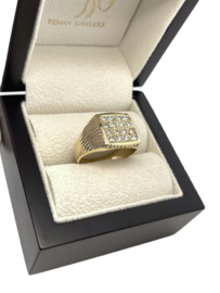 14 Karaat Gouden Heren Ring ca 0.50 ct Briljant Geslepen Diamant H/VS2-SI