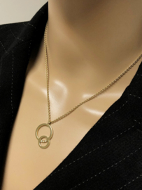 14 K Massief Gouden Anker Collier Hanger Ringen Diamant - 42 cm