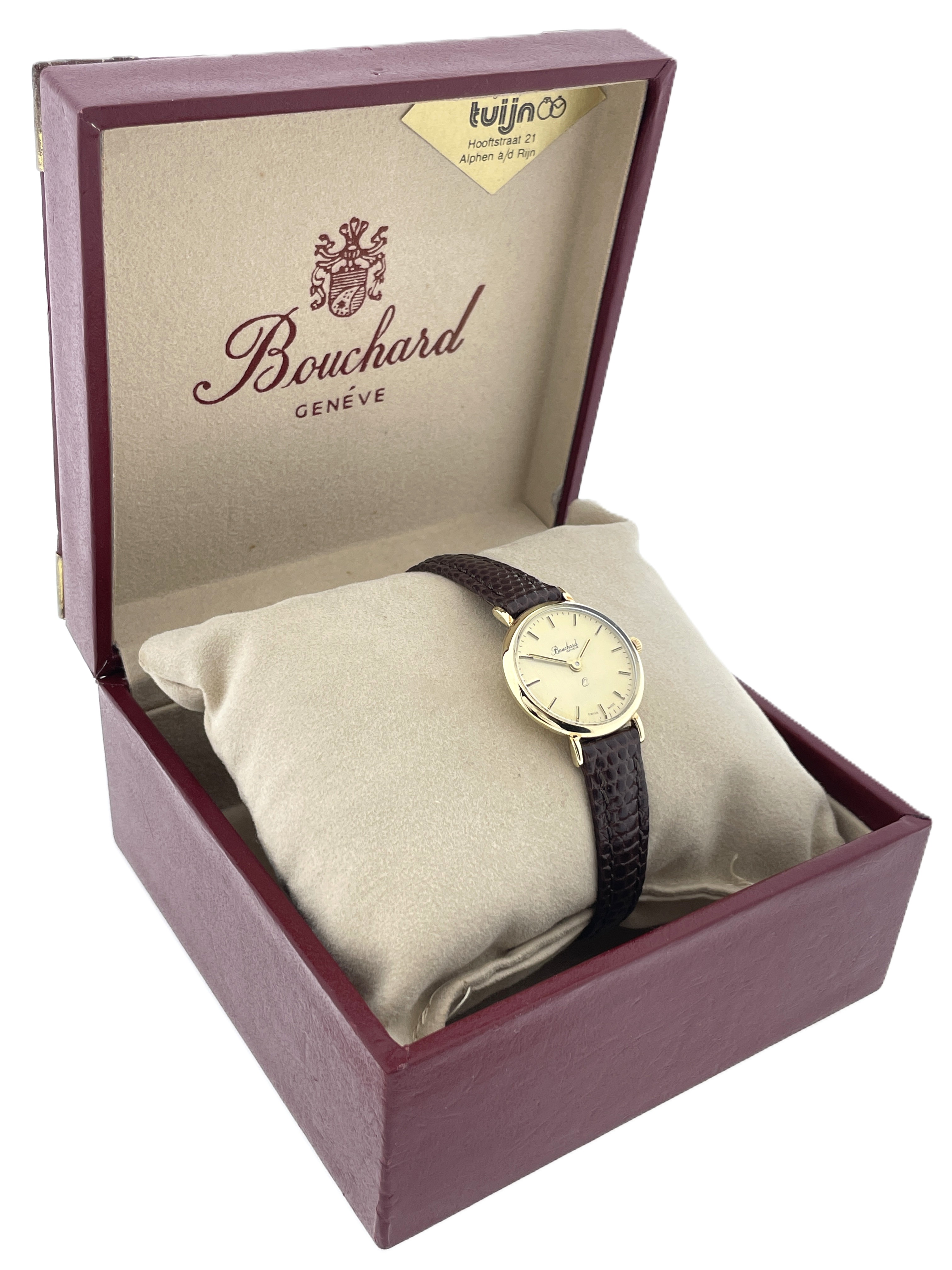 Bouchard Vintage 14 Karaat Gouden Dames Horloge in Bouchard Cassette