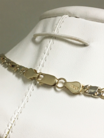 14 K Bicolor Gouden Valkoog Schakel Ketting - 51 cm / 23,25 g