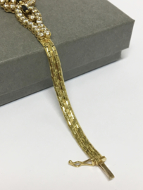 18 K Gouden Fantasie Armband Saffier / Zirkonia - 18,5 cm / 21 g