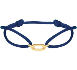 Donkerblauw Gevlochten Armband 14 K Gouden Schakels (Verstelbaar)