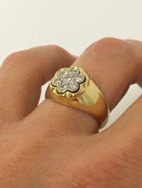 Antiek 18 K Gouden Rozet Ring ca 0.35 crt Diamant G / VS1