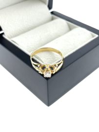 Antiek Gouden Solitair Ring 0.18 ct Briljant Geslepen Diamant H/VS2