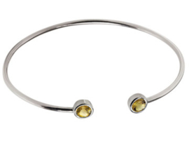 Gerhodineerd Zilveren Klem Armband Facet Geslepen Goud Citrien