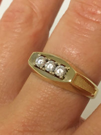 14 K Gouden Heren Ring Briljantgeslepen Heldere Zirkonia