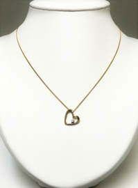 14 K Gouden Gourmet Collier Hanger / Glijder Hart - Cubic Zirkonia