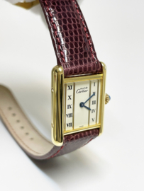 Must de Cartier Tank Quartz Gold Roman Dial Midsize Incl Cartier Garantie