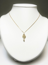 14 K Gouden Venetiaans Collier Sleutel / Hart Hanger - 42 cm