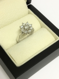 18 K Witgouden Rozet Ring 0.85 crt Briljantgeslepen Diamant - F / VS1