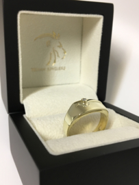 14 K Gouden Heren Ring 0.03 crt Briljantgeslepen Diamant