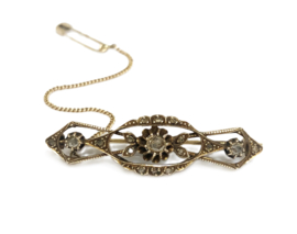 Antiek Gouden Broche Roos Geslepen Diamanten - ca 1900