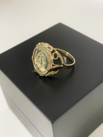 Vintage 14 K Gouden Munt Ring J. F. Kennedy 1963 Met Rosé Accenten
